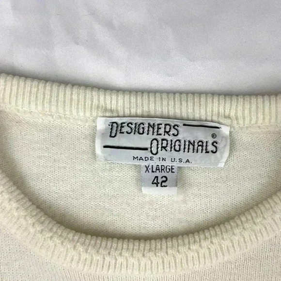 VTG Designers Originals Women's Cream Pullover Sweater Sz X-Large 42 Long Sleeve - Picture 3 of 10